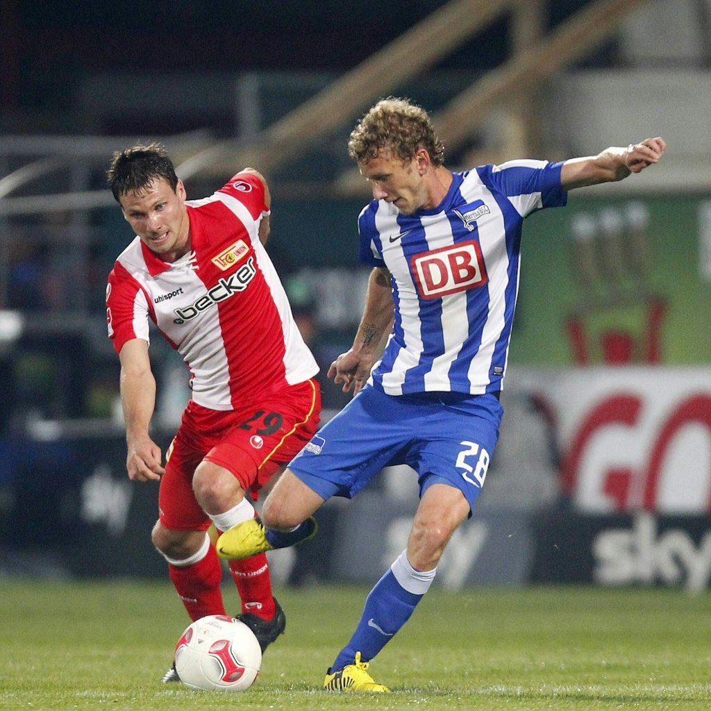 September 2012: Fabian Lustenberger gewann mit Hertha 2:1 in der Alten Försterei gegen Union.