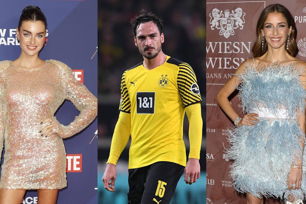 GNTM-Siegerin Céline Bethmann, Fußballer Mats Hummels und Moderatorin Cathy Hummels (v.l.)