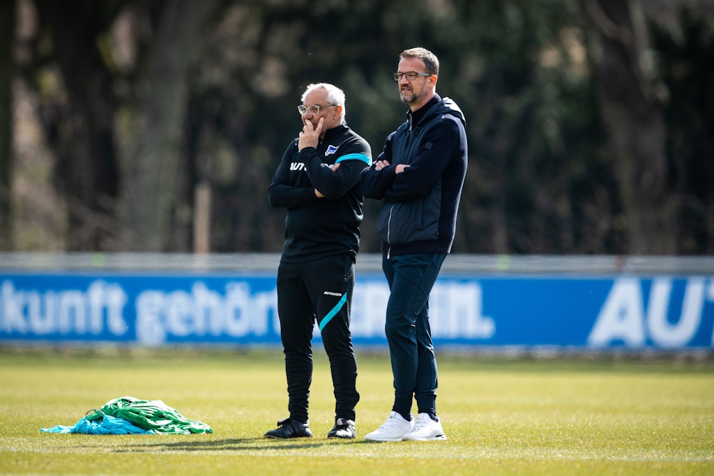 Herthas Trainer Felix Magath und Manager Fredi Bobic. Wird es eine gemeinsame Zukunft geben?