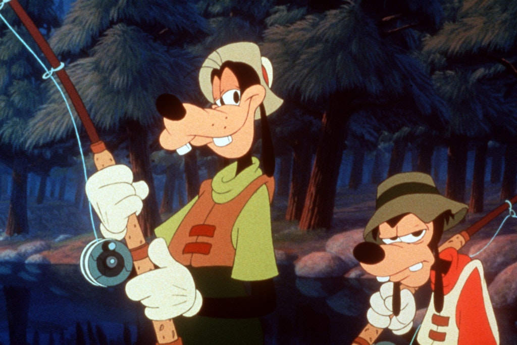 Goofy (l) und sein Sohn Max sind in der Walt Disney Produktion „Der Goofy Film“ auf dem Weg zum Angeln.