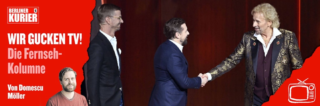 Thomas Gottschalk begrüßt Klaas Heufer-Umlauf und Joko Winterscheidt bei Wetten, dass ...?