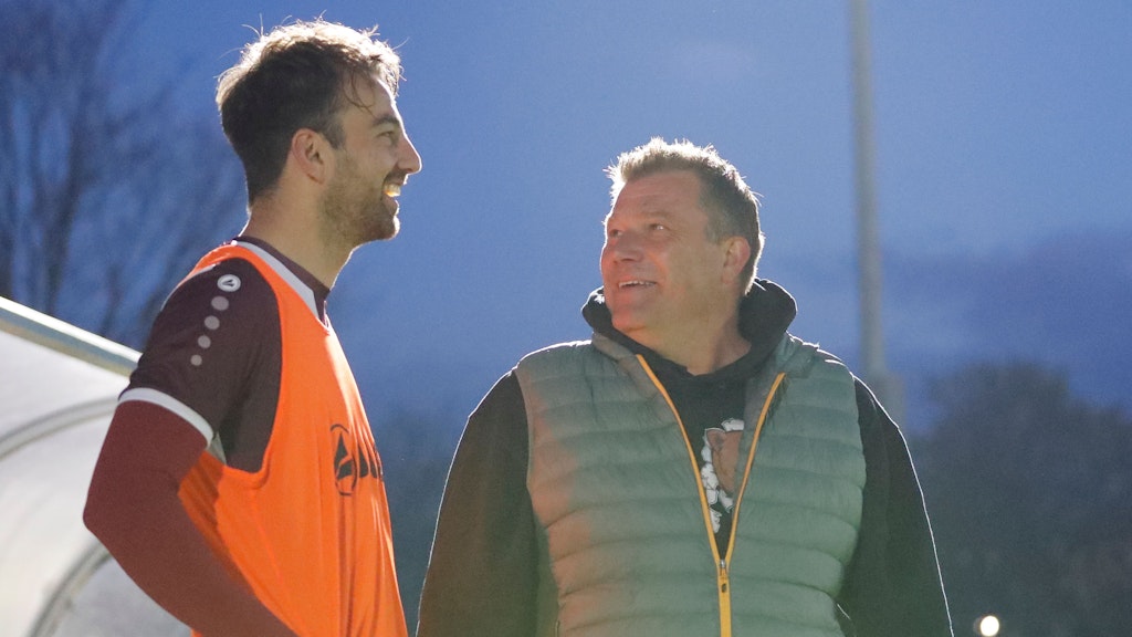 Christian Beck und BFC-Coach Christian Benbennek verstanden sich gut. Nach der Trennung vom Trainer lässt der Stürmer Frust ab.
