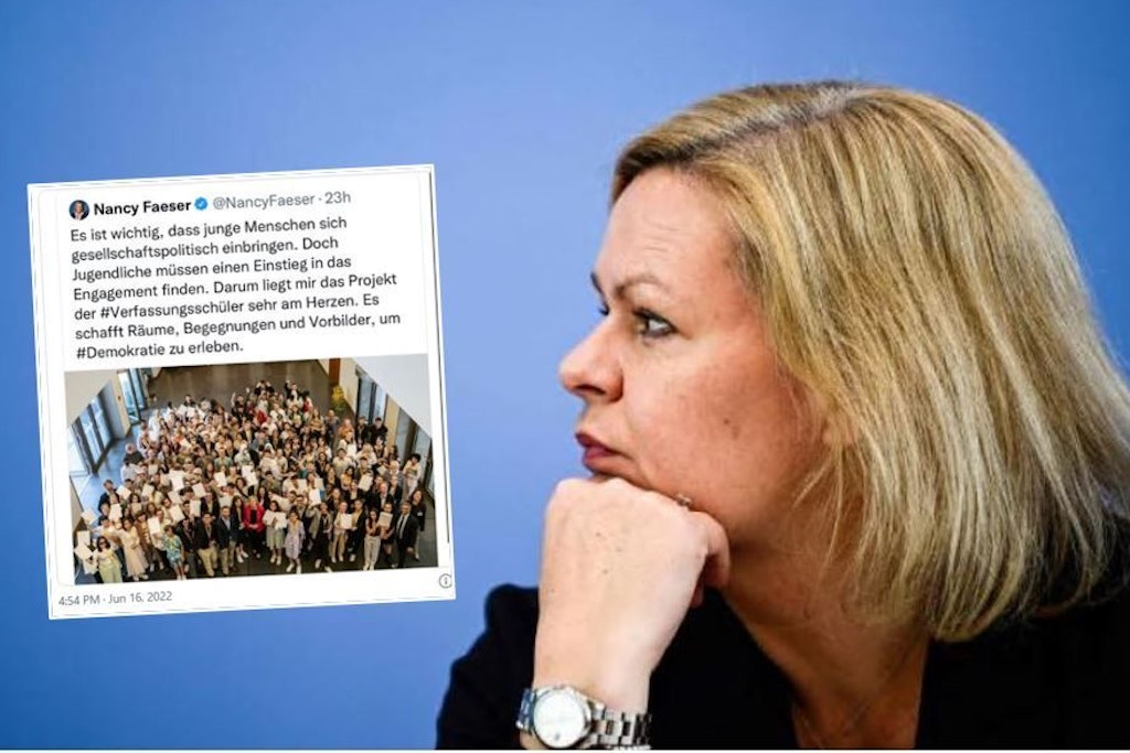 Bundesinnenministerin Nancy Faeser hat Ärger mit Jugendlichen.