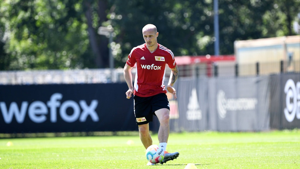 Sven Michel präsentierte sich beim Trainingsauftakt des 1. FC Union topfit und sehr konzentriert. Also durchaus anders als sein Vorgänger Max Kruse.