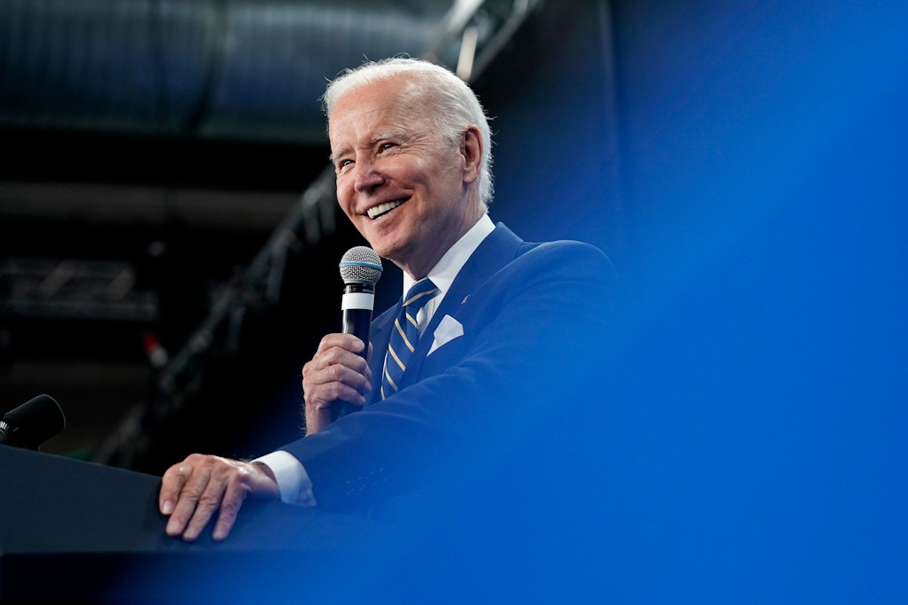Joe Biden, Präsident der USA, während einer Pressekonferenz am Ende des Nato-Gipfels in Madrid. Es unterlief ihm ein Versprecher im Zusammenhang mit den Nato-Beitrittskandidaten.