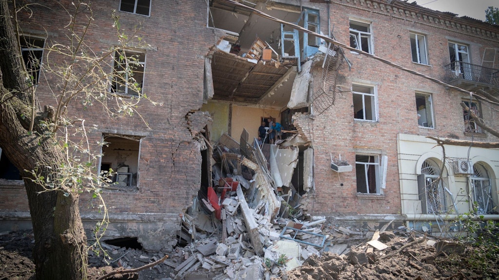 Ein zerstörtes Haus im ukrainischen Bachmut.