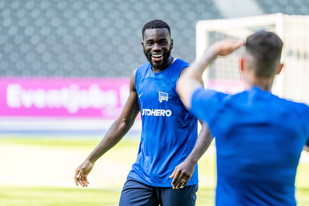 Gute Laune und viel Spaß! Wilfried Kanga brauchte nur zwei Wochen, um sich ins Herthas Team einzuspielen.