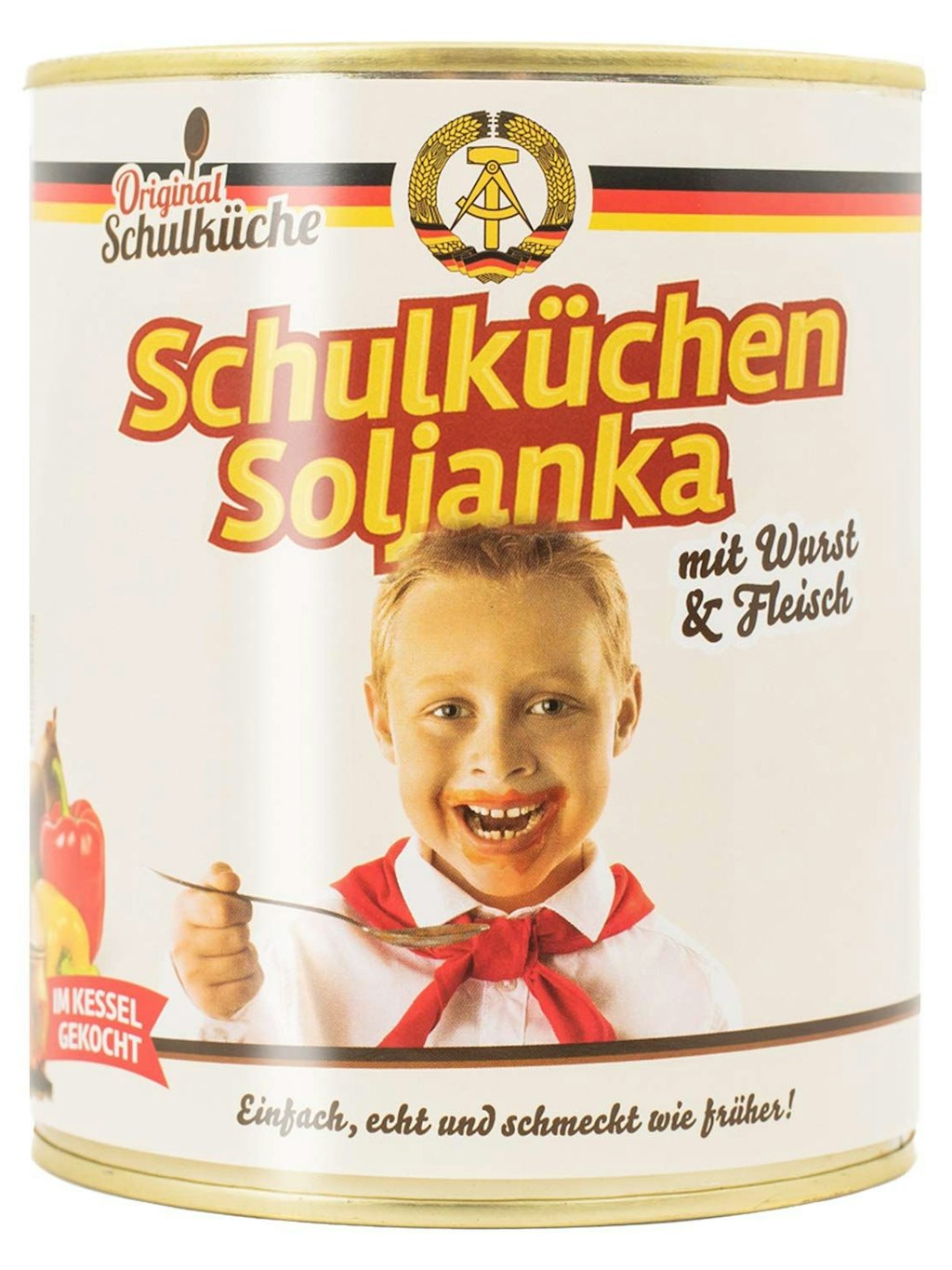 So wird die „Schulsuppen Soljanka“ im Supermarkt angeboten.