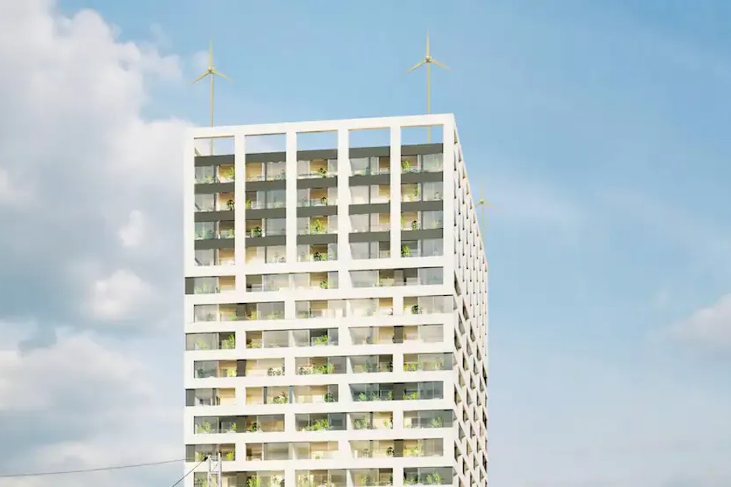 Das neue Hochhaus an der Frankfurter Allee könnte bald seine eigene Windkraftanlage haben.