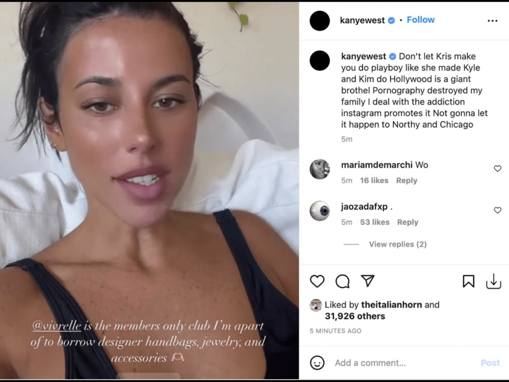 Kanye hatte auf seinem Instagram-Account ein Foto von Victoria Villarroel, die ehemalige Assistentin von Kylie, gepostet.