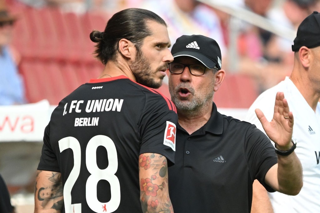 Unions Kapitän Christopher Trimmel und Trainer Urs Fischer (r.) standen Rede und Antwort vor dem Kick gegen Royale Union Saint-Gilloise.
