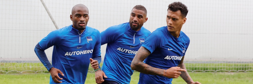 Drei von vielen Herthanern, die sich beweisen wollen: Myziane Maolida, Prince Boateng und Davie Selke (v. l.) sollen beim Test in Frankfurt (Oder) abliefern. 