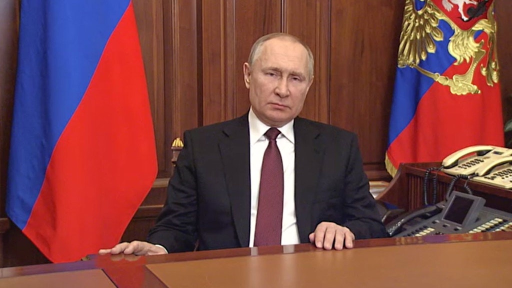 Russlands Diktator Wladimir Putin bei seiner TV-Ansprache.