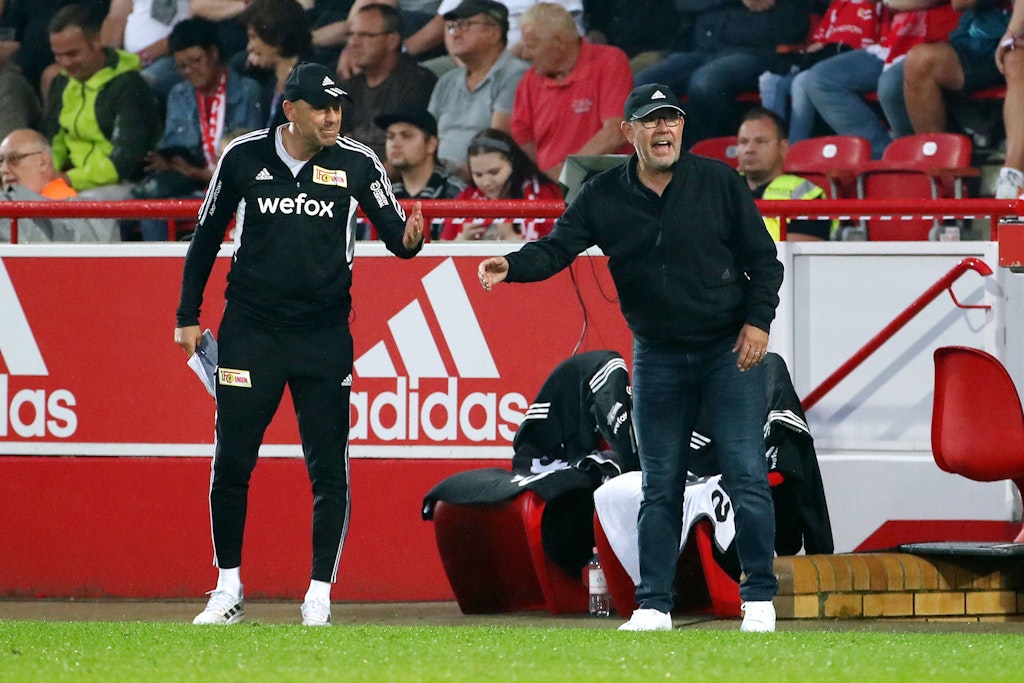 Stehen für den Erfolg und bleiben dem 1. FC Union treu: Cheftrainer Urs Fischer und sein Co-Trainer Markus Hoffmann (l.).