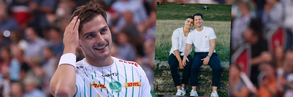 Steht zu seiner Liebe und machte seine Homosexualität nun auch öffentlich: Leipzigs Handballer Lucas Krzikalla (28) mit seinem Freund Chris. 