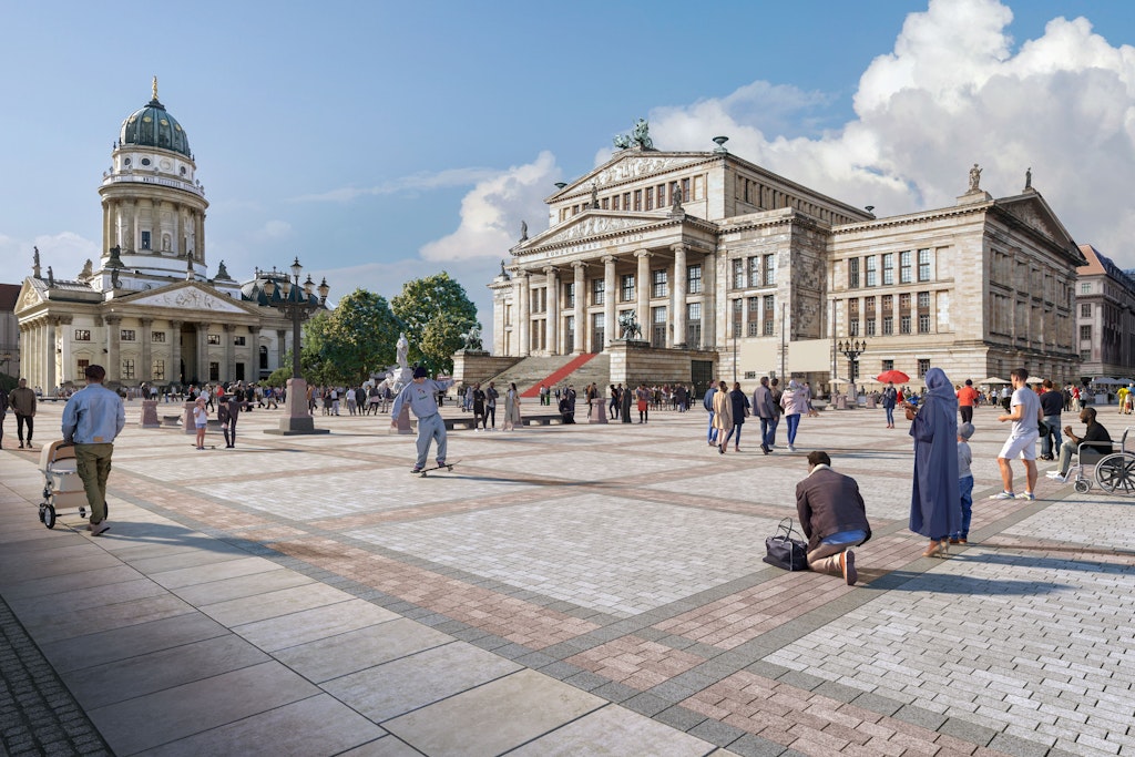 Der Gendarmenmarkt wird in den kommenden zwei Jahren saniert. So soll er aussehen, wenn alles fertig ist.