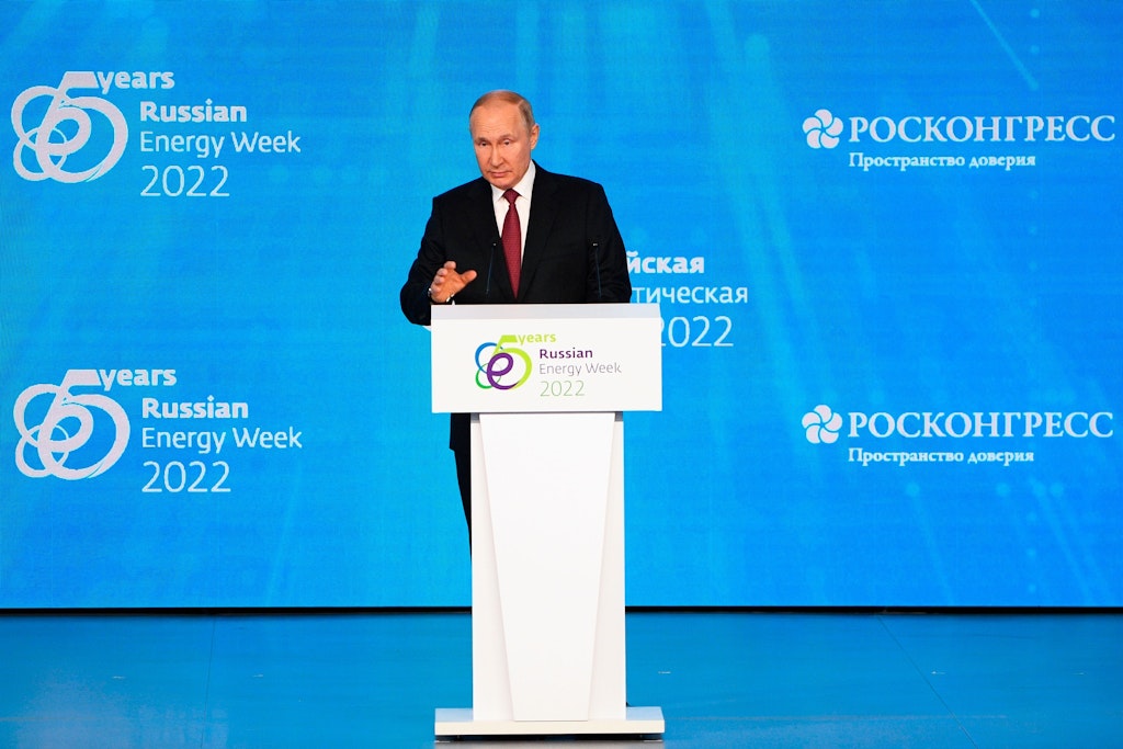 Der russische Präsident Wladimir Putin bei der Internationalen Energiekonferenz in Moskau.