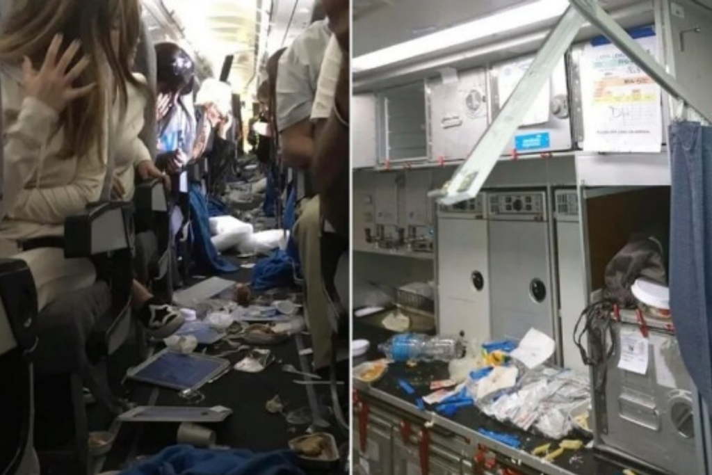 Völlige Verwüstung: Auf dem Flug AR1133 ist ein sieben Jahre alter Airbus A330 der Fluggesellschaft Aerolineas Argentinas in schwere Turbulenzen geraten.
