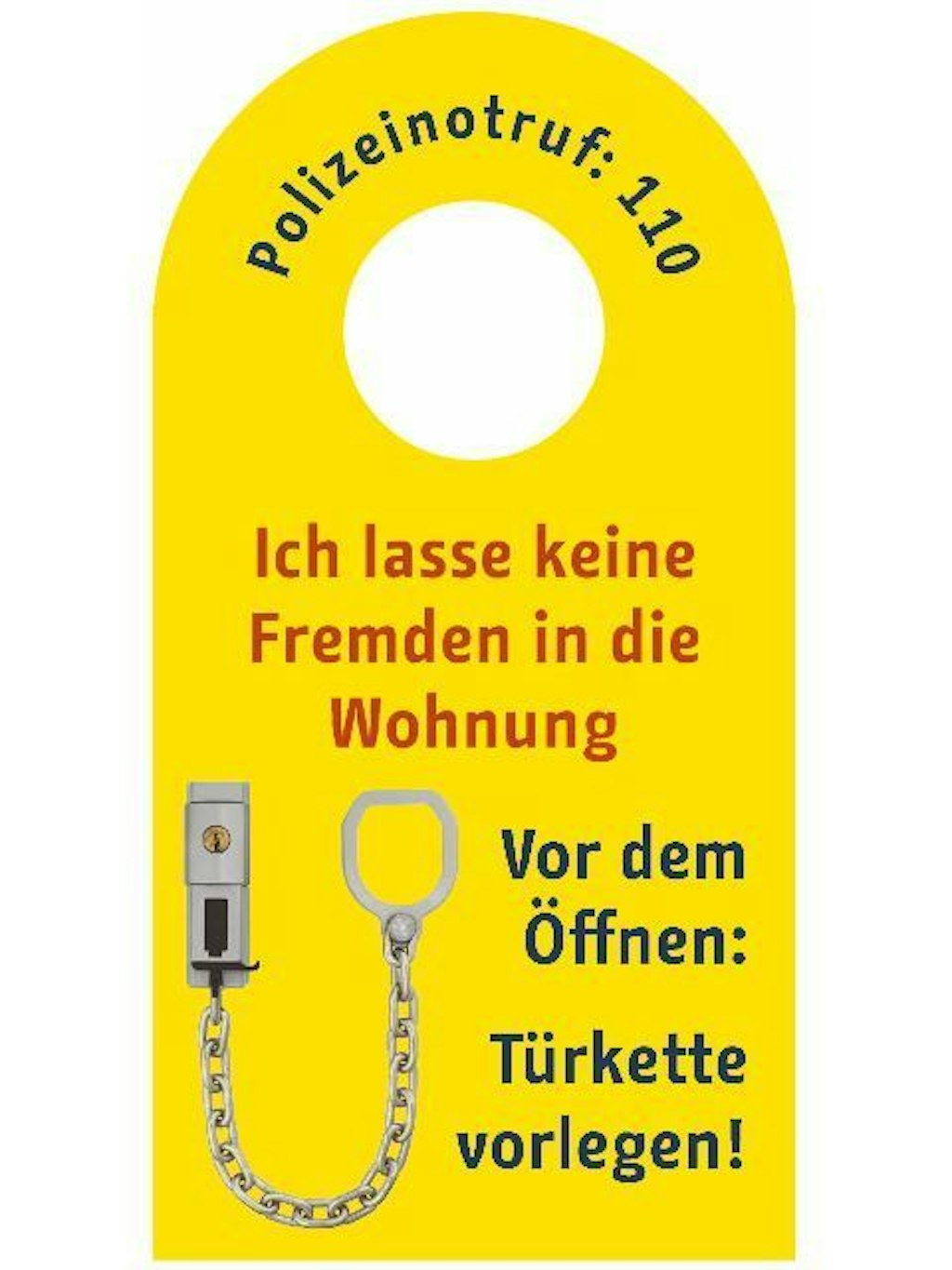 Diese Erinnerung, bei der Polizei zu bekommen, sollen sich ältere Menschen an die Innenseite ihrer Wohnungstüren hängen.