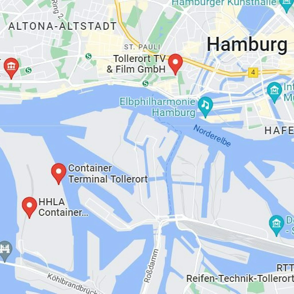 Das umstrittene Terminal Tollerort liegt in Hamburg südlich der Elbe