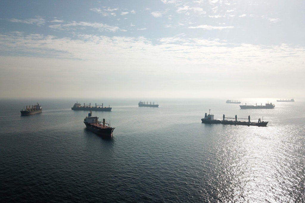 Getreidefrachter aus der Ukraine warten vor dem Bosporus auf die Inspektion, ob sie wirklich nur Lebensmittel geladen haben.