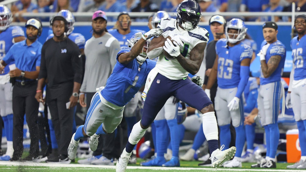 Beim Spiel gegen die Detroit Lions: DK Metcalf, der Wide Receiver der Seattle Seahawks, lässt sich nicht stoppen.