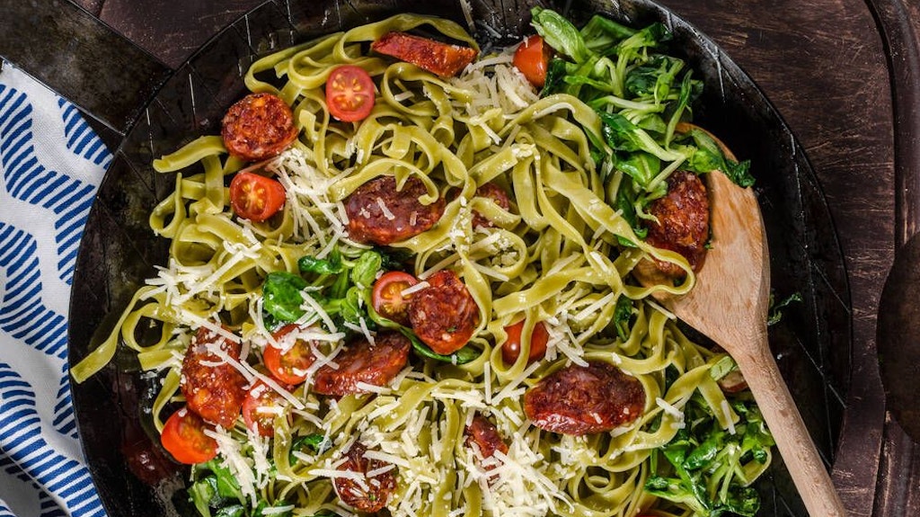 Sie können für die One-Pot-Pasta mit Spinat auch Linguine nehmen.