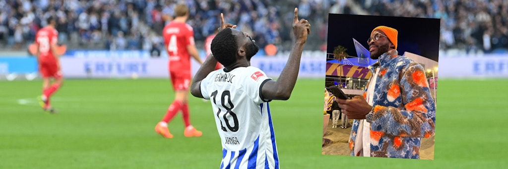 Herthas Stürmer Willy Kanga erobert gerade Los Angeles. Sein Outfit ist ein echter Hingucker. 