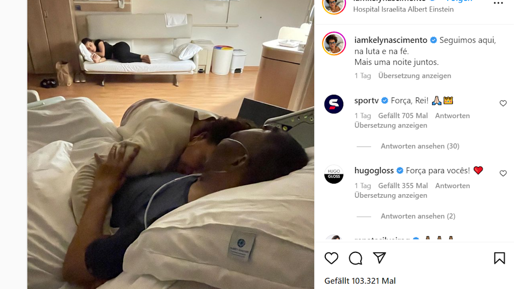 Dieses Foto aus dem Krankenzimmer postete Pelés Tochter am Heiligabend auf Instagram. 