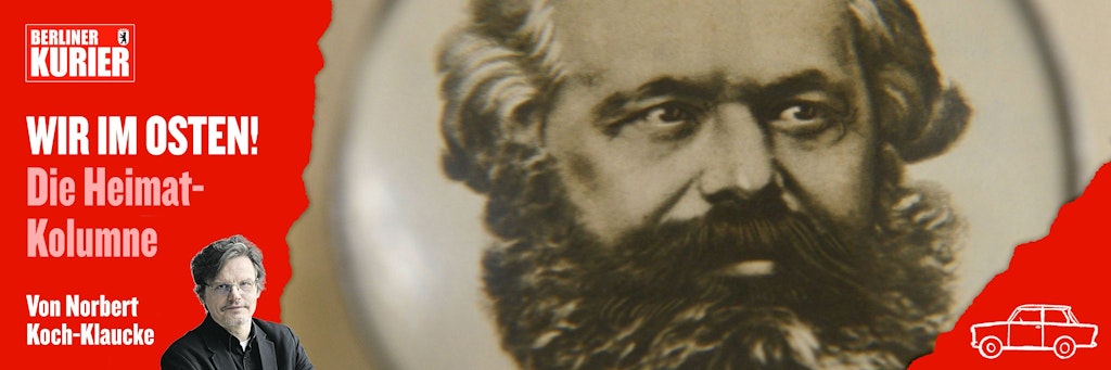Karl Marx , abgebildet in seinem Hauptwerk „Das Kapital“ (DDR-Ausgabe).