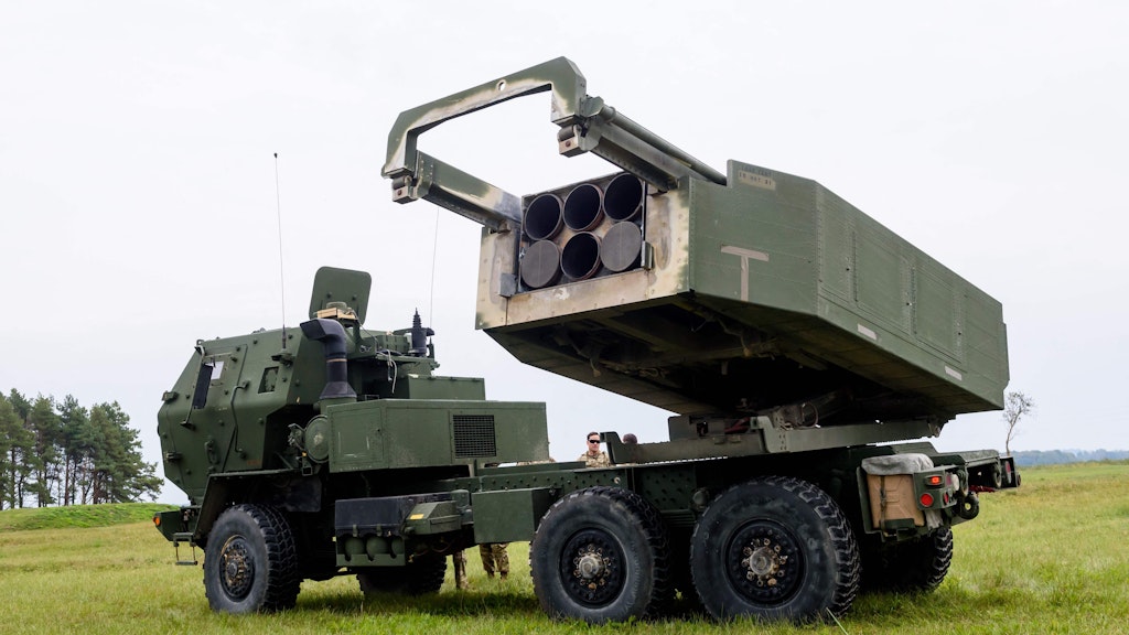 Ein US-Raketenwerfer „Himars“ bei einer Übung in Lettland.