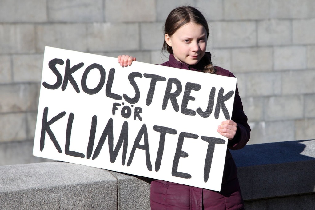 Wie alles begann: Greta im März 2019 mit dem Schild „Skolstrejk för klimatet“ (Schulstreik fürs Klima) in Stockholm.
