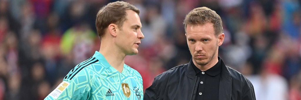 Können nicht miteinander: Bayern-Torhüter Manuel Neuer (36) und Cheftrainer Julian Nagelsmann (35). 