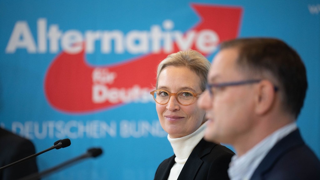 Seit September 2021 stehen Alice Weidel und Tino Chrupalla an der Doppelspitze der AfD-Bundestagsfraktion.