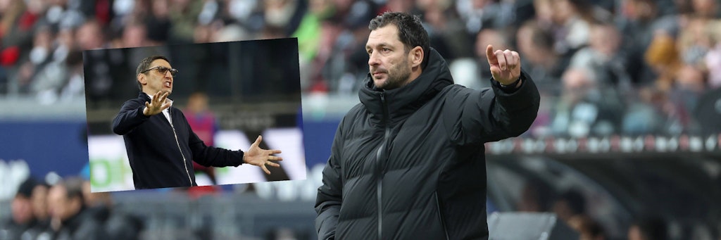 Sandro Schwarz, der aktuelle Cheftrainer von Hertha BSC, erinnert unseren Kolumnisten an Schwarz' Vorvorgänger Tayfun Korkut (l.).