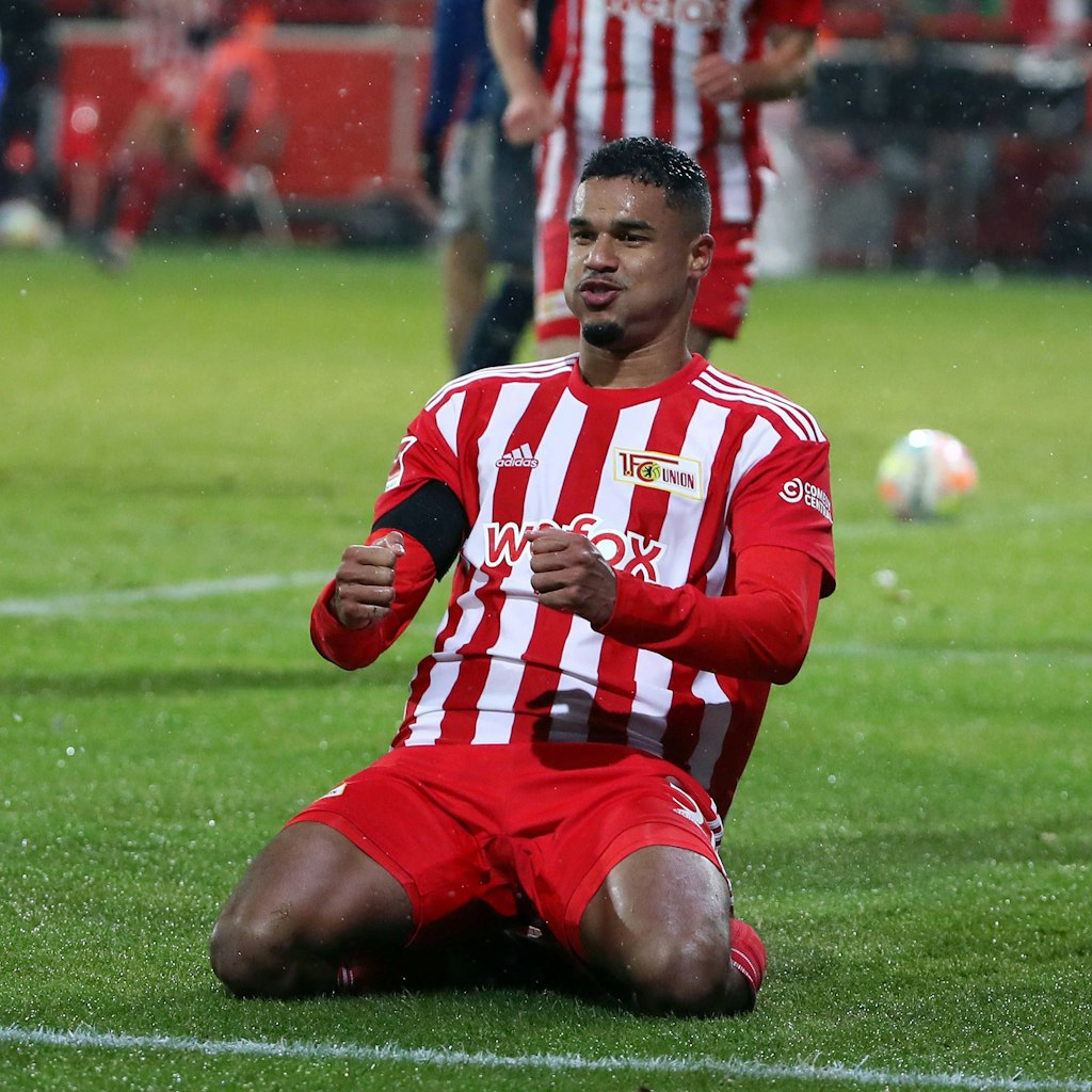 Danilho Doekhi bejubelt einen seiner bisher vier Treffer für den 1. FC Union. 