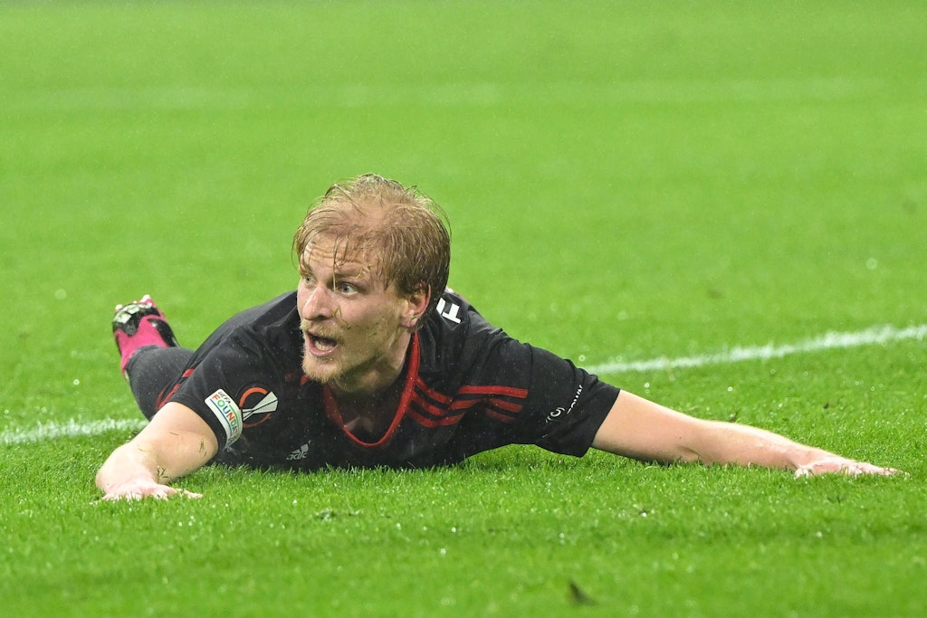 Kann es nicht fassen: Morten Thorsby ärgert sich über sein aberkanntes Tor für den 1. FC Union in der Europa League bei Ajax Amsterdam. 