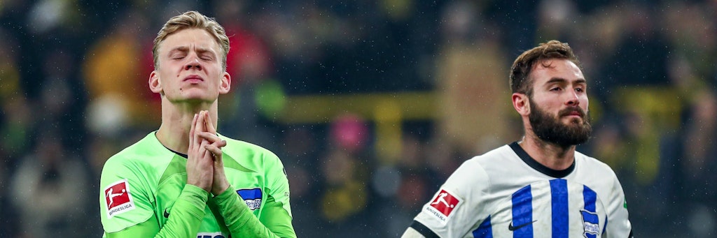Torwart Oliver Christensen und Lucas Tousart sollten sich nicht zu lange mit der 1:4-Enttäuschung aufhalten. Hertha BSC ist noch lange nicht abgestiegen.