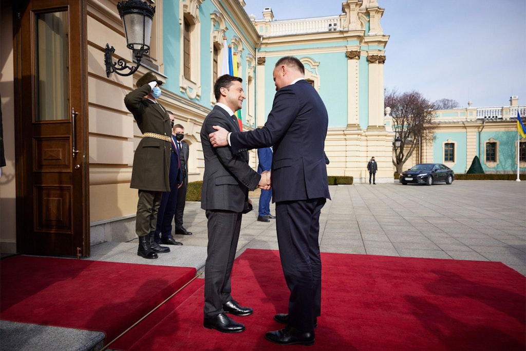 Polens Präsident Duda besuchte Selenskyj am Tag vor dem großflächigen russischen Einmarsch in Kyjiw.