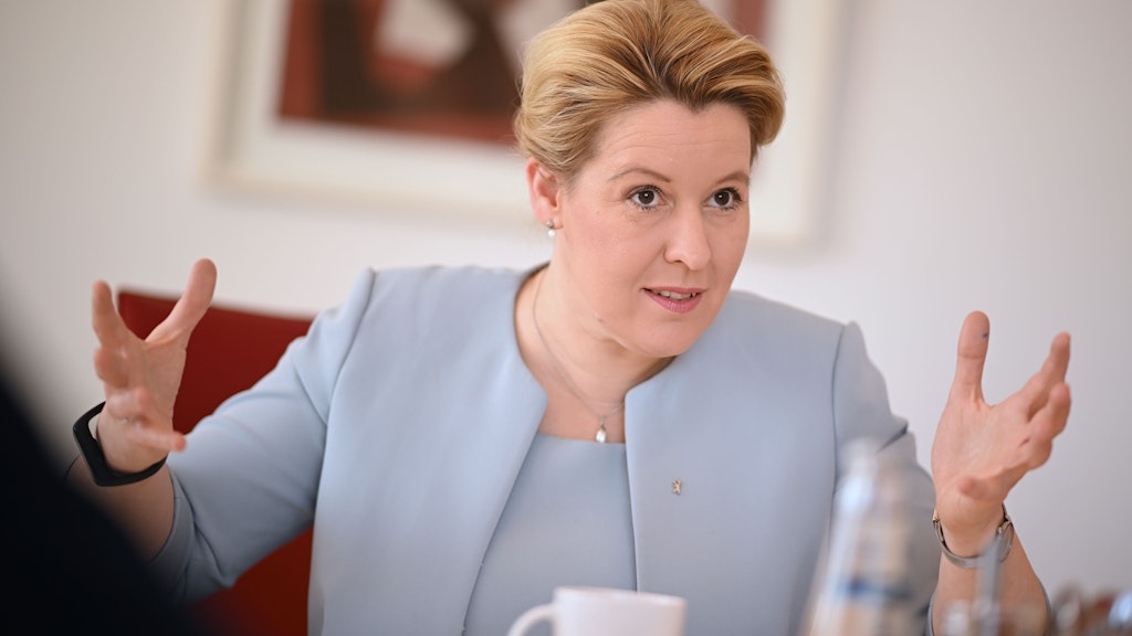 Franziska Giffey, noch die Regierende Bürgermeisterin von Berlin, beim dpa-Interview.