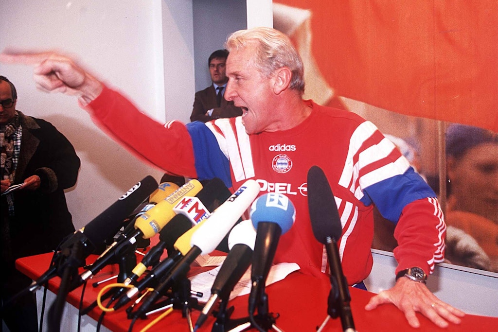 Giovanni Trapattoni auf der legendären Pressekonferenz am 10. März 1998 Bayern. 