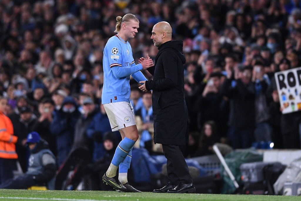 City-Coach Pep Guardiola wechselte Erling Haaland nach 62 Minuten und 5 Toren gegen RB Leipzig aus. Und plauderte anschließend über sein Idol Julia Roberts. 