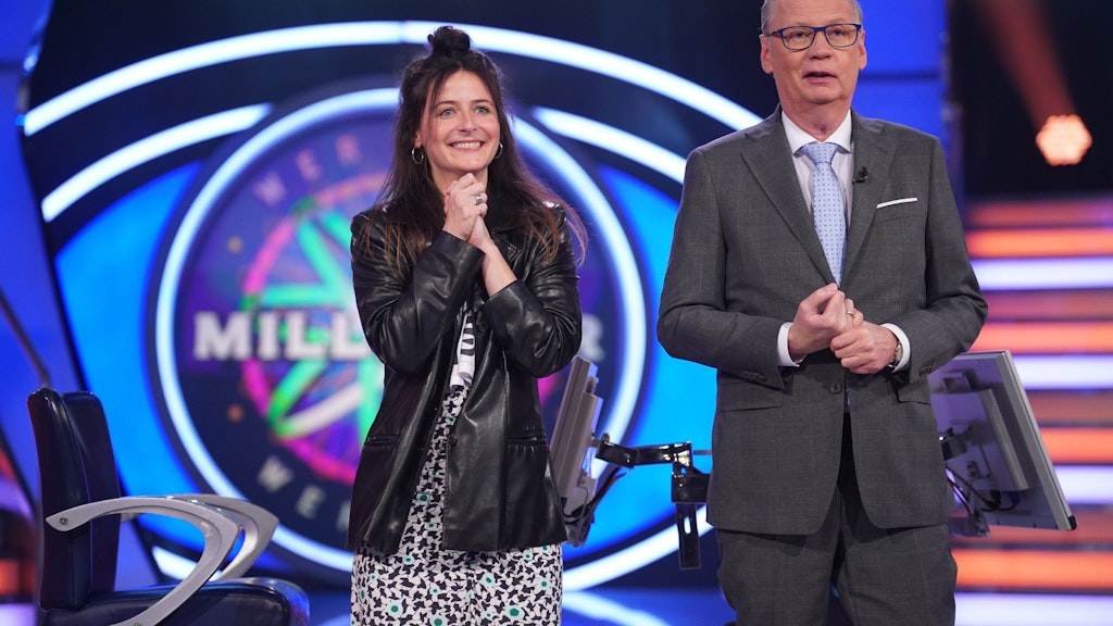 Christianna Quack und Show-Moderator Günther Jauch bei Wer wird Millionär.