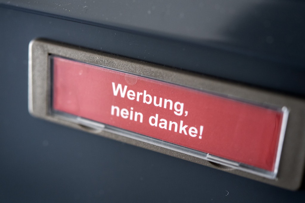 Wer keine Werbung in seinem Briefkasten wünscht, kann das mit einem Schild signalisieren.