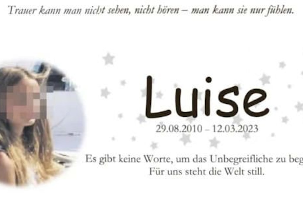 Eltern von Luise (†12) veröffentlichen bewegende Traueranzeige.