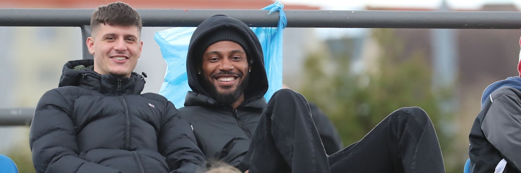 Müssen sich noch einige Zeit gedulden, ehe sie beim BFC Dynamo wieder mitmischen können: Erlind Zogjani (l.) und Dominic Duncan.