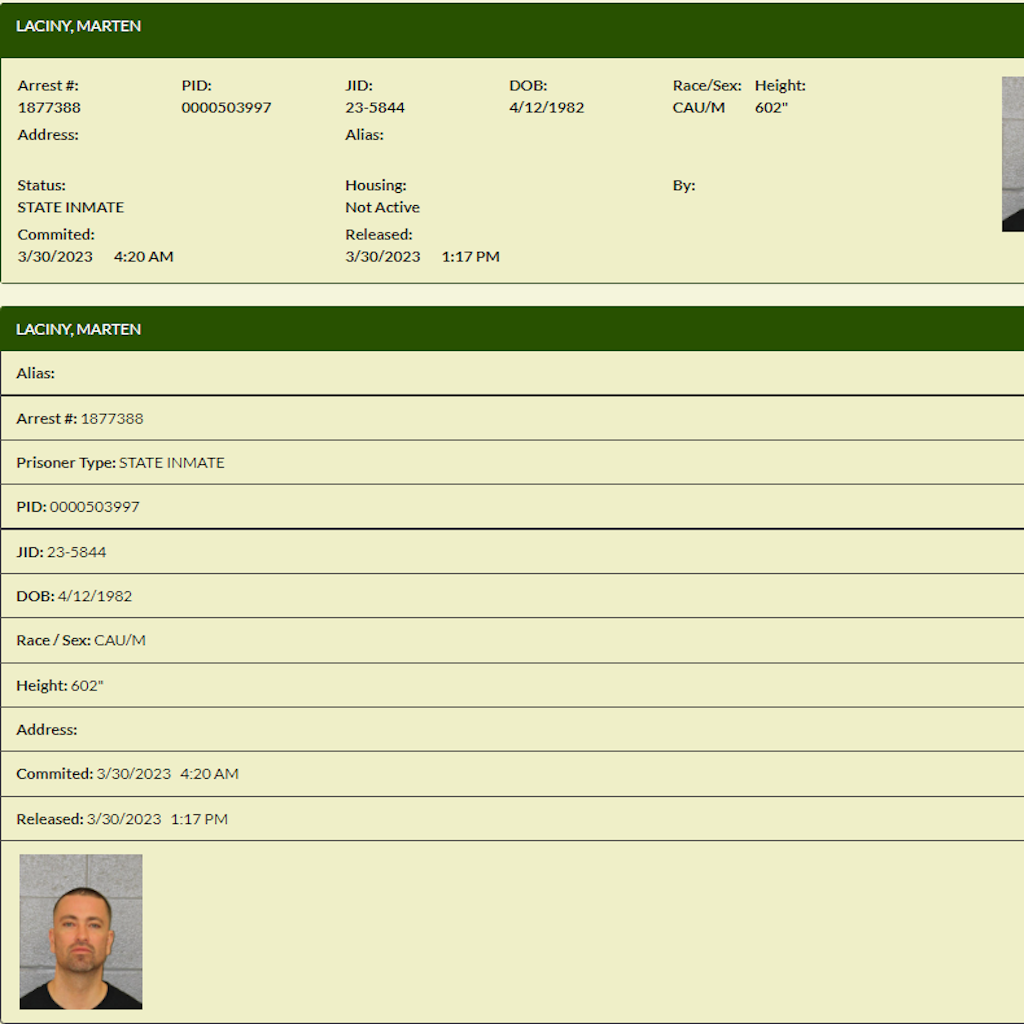 Die Polizeiakte von Marten Laciny, die die Behörden in North Carolina online gestellt haben