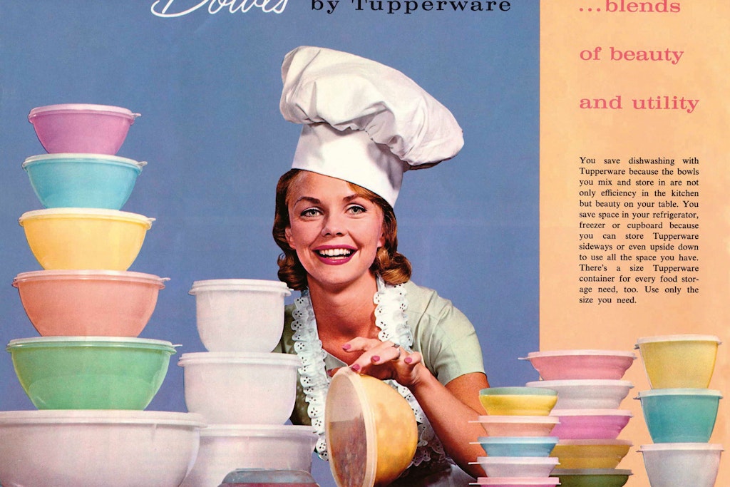 Die Form der Tupper-Gefäße hat sich über die Jahrzehnte kaum verändert, zeigt dieses 60 Jahre alte Bild aus dem Katalog von 1963.