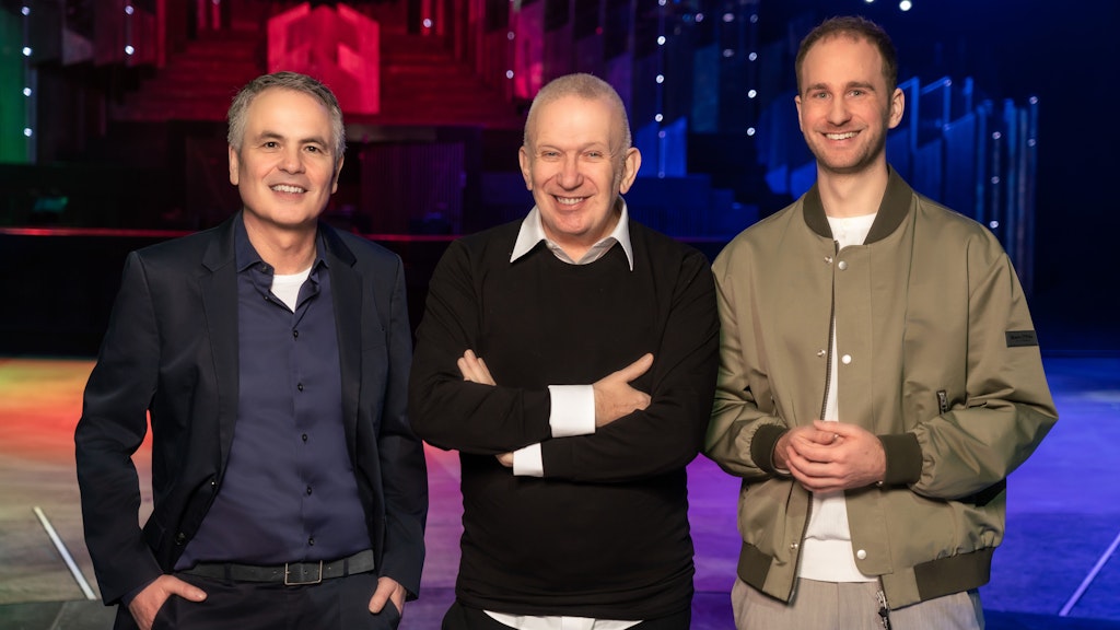 Intendant Berndt Schmidt mit Visual Design Direktor und Kurator Jean Paul Gaultier und Autor und Regisseur Oliver Hoppmann (v.l.n.r.)