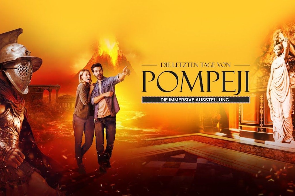 Willkommen in den letzten Tagen von Pompeji! Die immersive Ausstellung entführt Sie in das lebendige Treiben der antiken Stadt und lässt Sie den tragischen Untergang miterleben. Unbedingt ansehen!